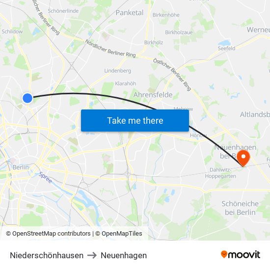 Niederschönhausen to Neuenhagen map
