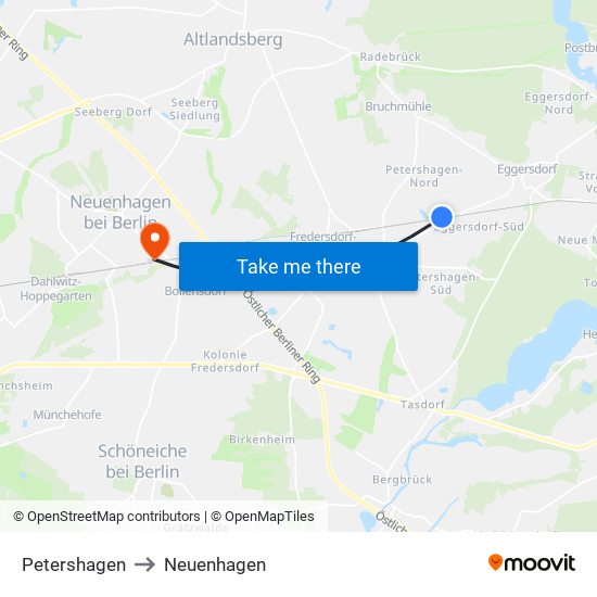 Petershagen to Neuenhagen map