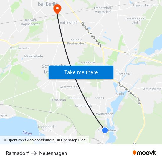 Rahnsdorf to Neuenhagen map