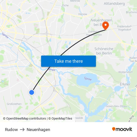 Rudow to Neuenhagen map
