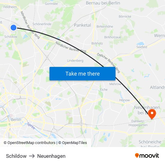 Schildow to Neuenhagen map