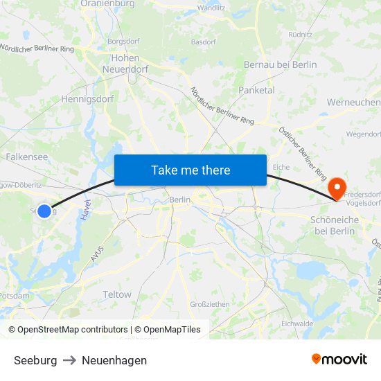 Seeburg to Neuenhagen map