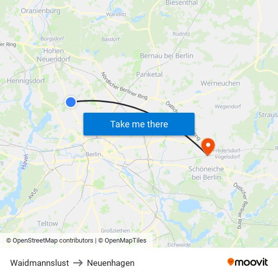 Waidmannslust to Neuenhagen map