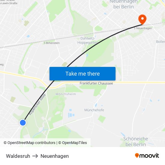 Waldesruh to Neuenhagen map