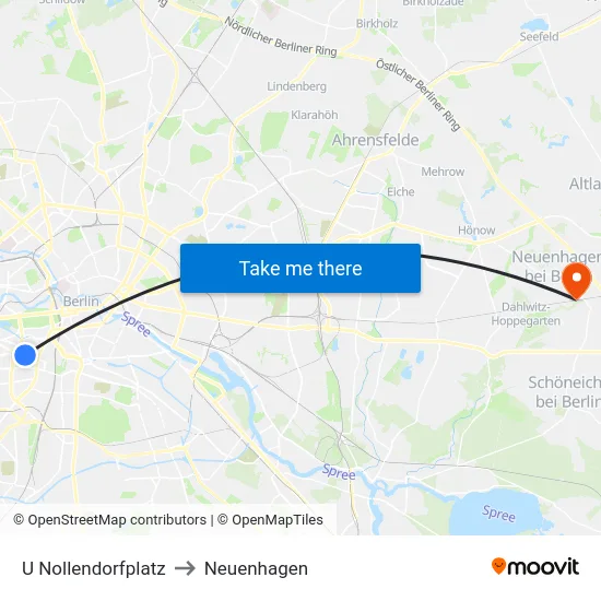 U Nollendorfplatz to Neuenhagen map