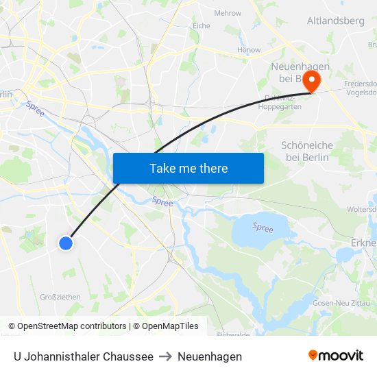 U Johannisthaler Chaussee to Neuenhagen map