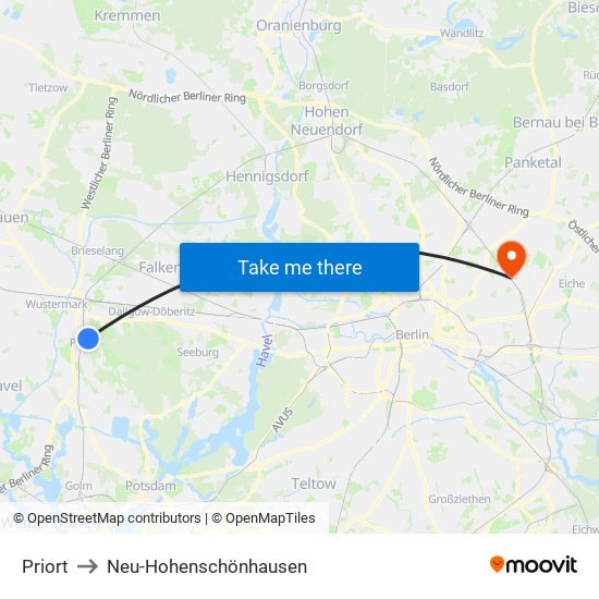 Priort to Neu-Hohenschönhausen map