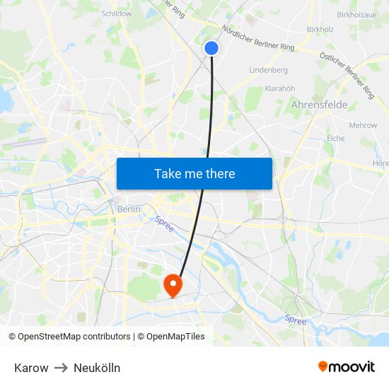 Karow to Neukölln map