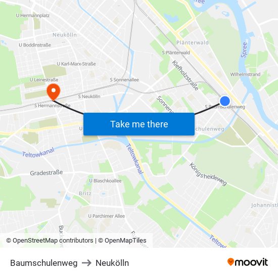 Baumschulenweg to Neukölln map