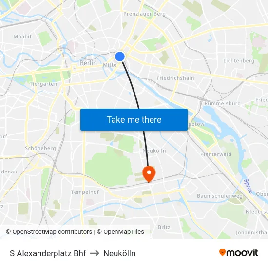 S Alexanderplatz Bhf to Neukölln map