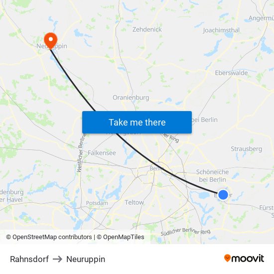 Rahnsdorf to Neuruppin map