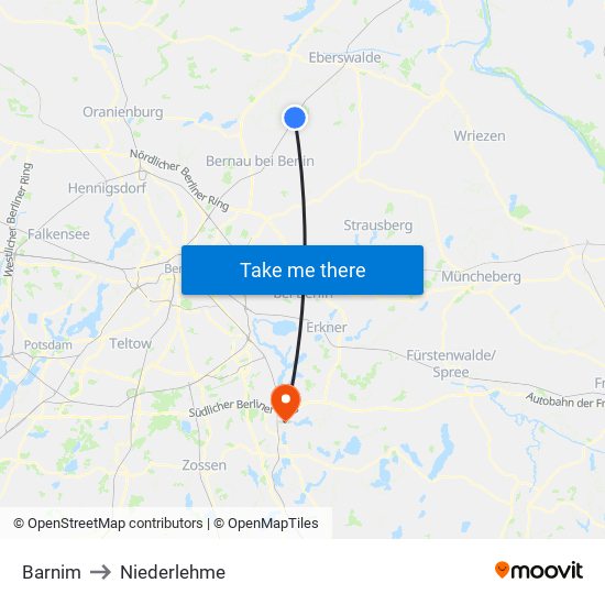 Barnim to Niederlehme map