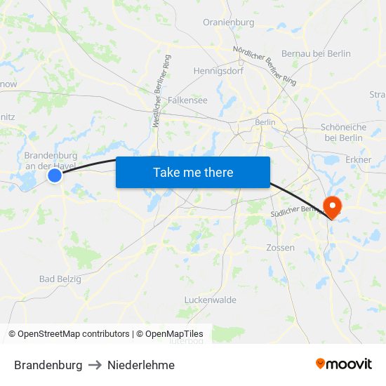 Brandenburg to Niederlehme map