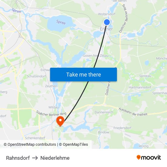 Rahnsdorf to Niederlehme map
