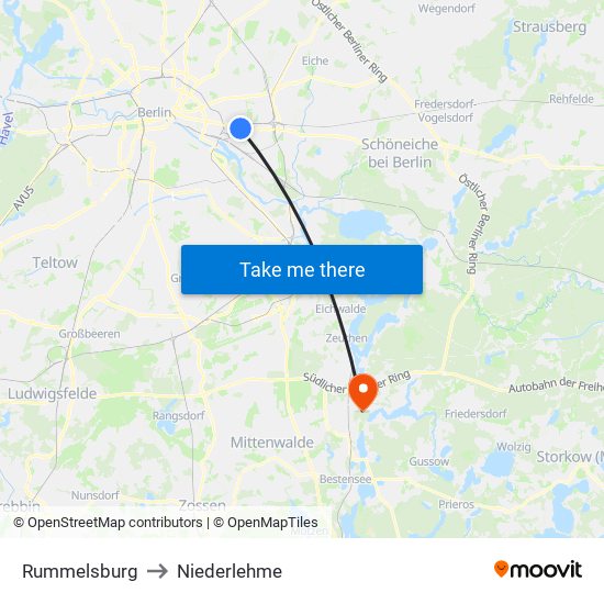 Rummelsburg to Niederlehme map
