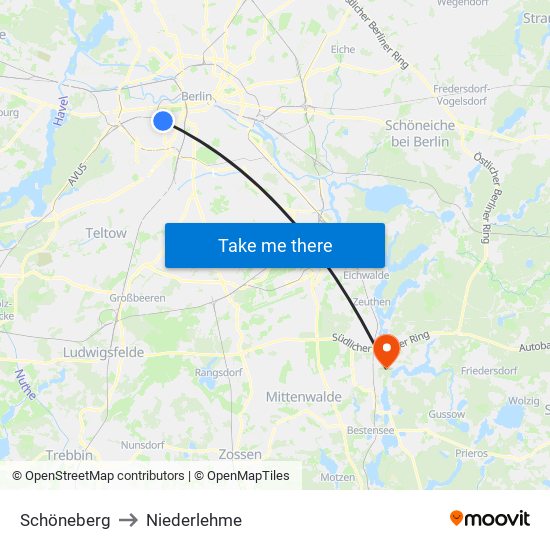 Schöneberg to Niederlehme map