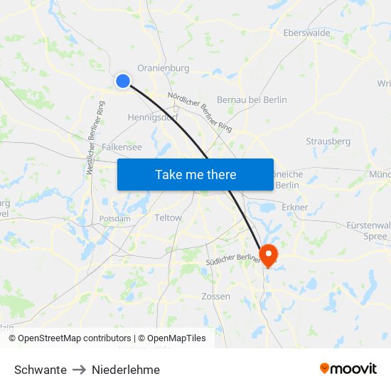 Schwante to Niederlehme map