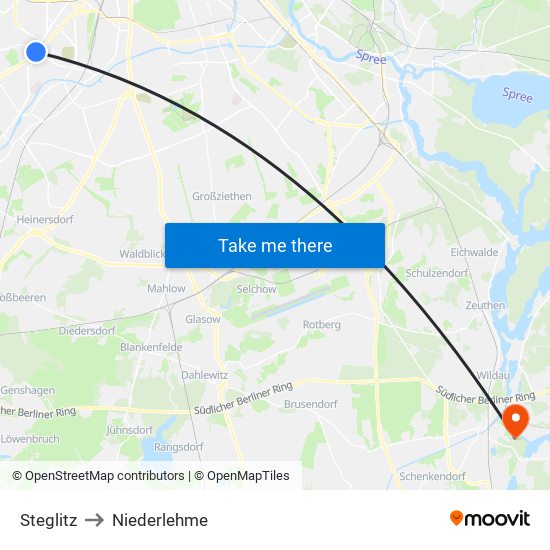 Steglitz to Niederlehme map