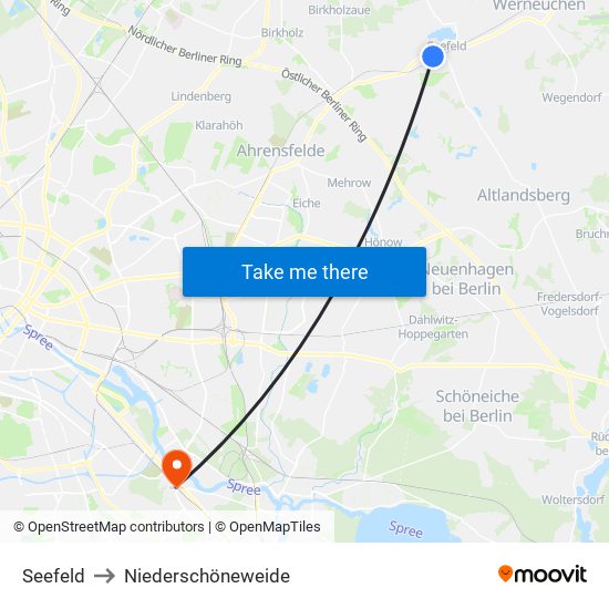 Seefeld to Niederschöneweide map