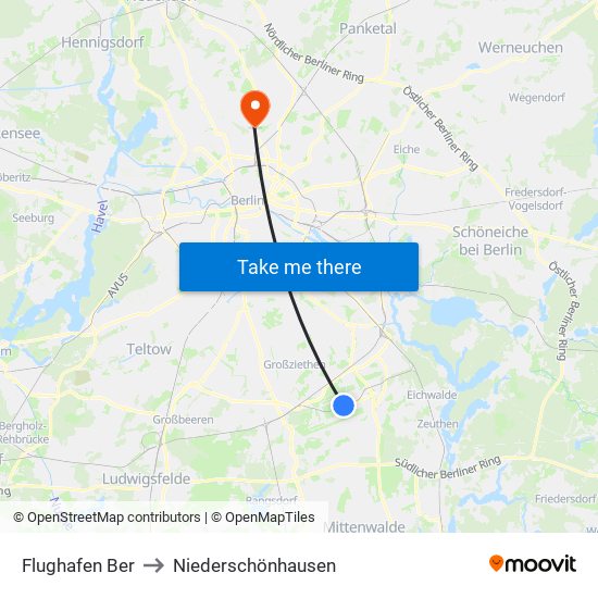 Flughafen Ber to Niederschönhausen map