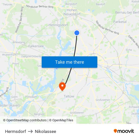 Hermsdorf to Nikolassee map