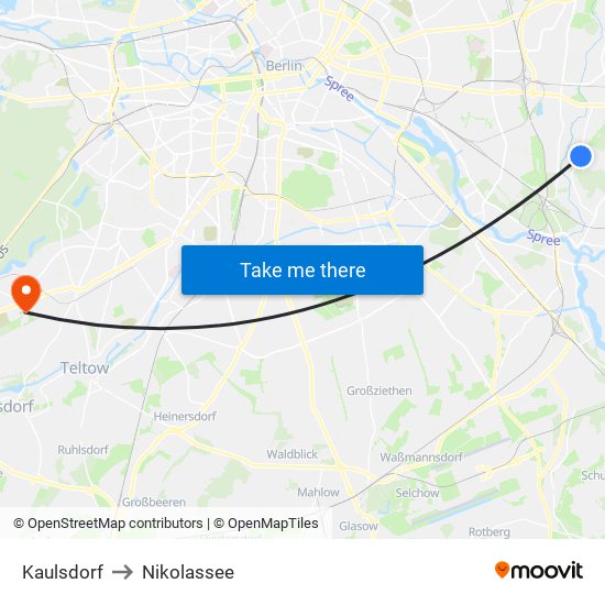 Kaulsdorf to Nikolassee map