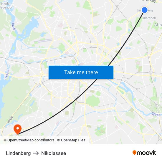 Lindenberg to Nikolassee map