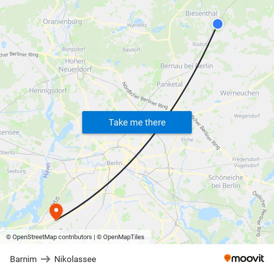 Barnim to Nikolassee map