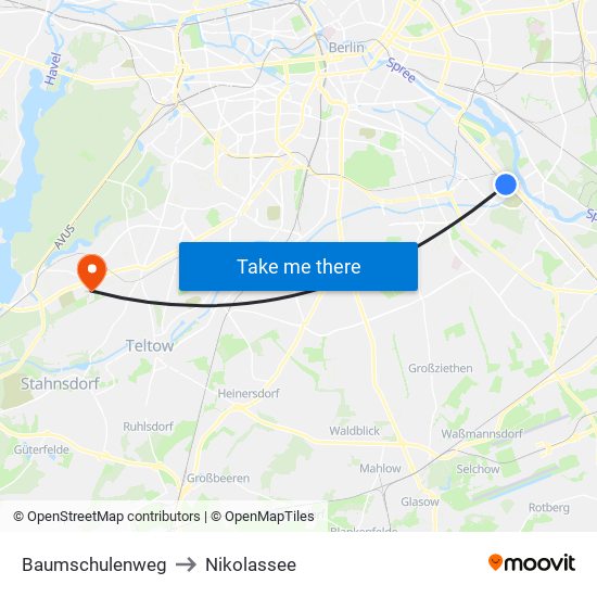 Baumschulenweg to Nikolassee map
