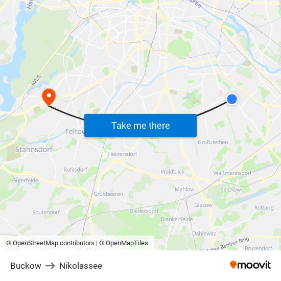Buckow to Nikolassee map