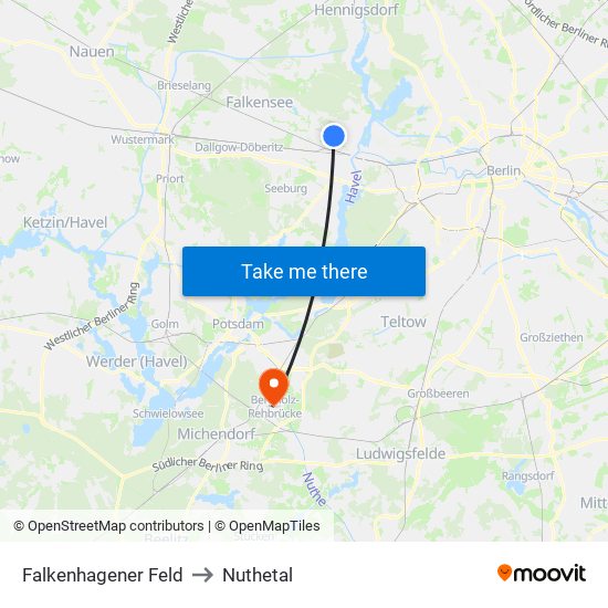 Falkenhagener Feld to Nuthetal map