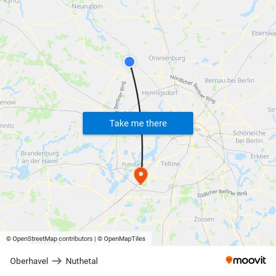 Oberhavel to Nuthetal map