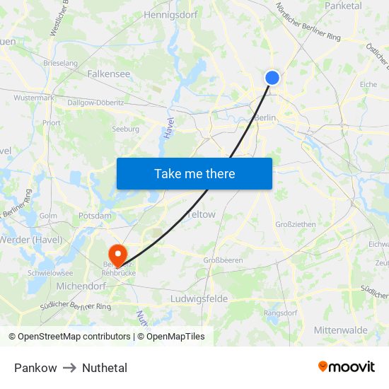 Pankow to Nuthetal map