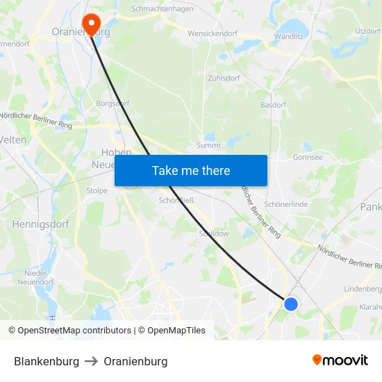 Blankenburg to Oranienburg map