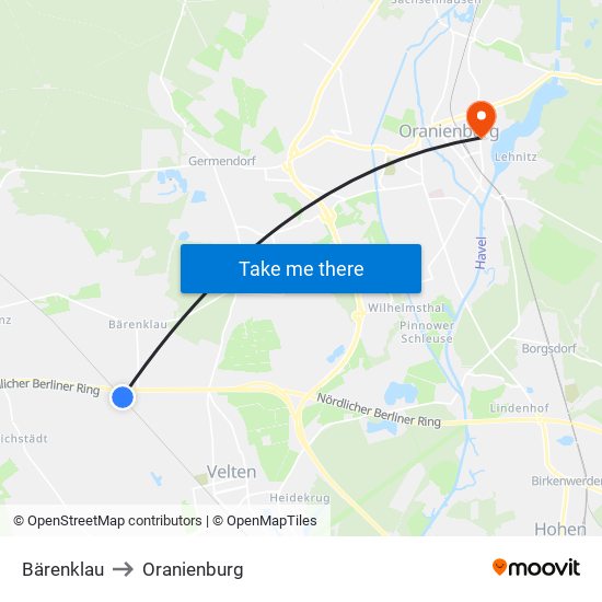 Bärenklau to Oranienburg map