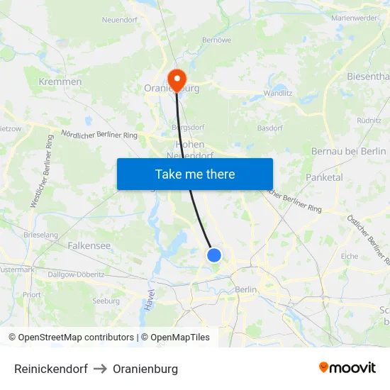 Reinickendorf to Oranienburg map