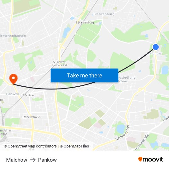 Malchow to Pankow map