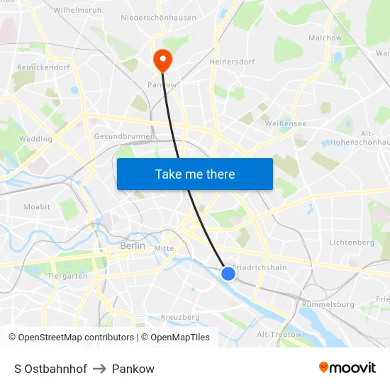 S Ostbahnhof to Pankow map