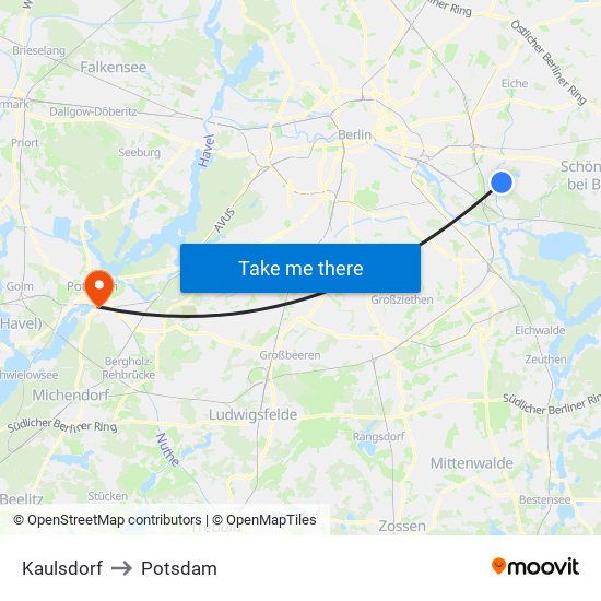 Kaulsdorf to Potsdam map