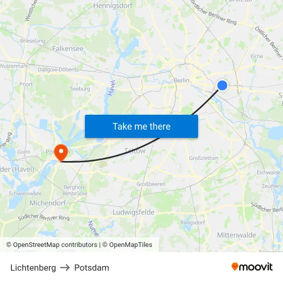 Lichtenberg to Potsdam map
