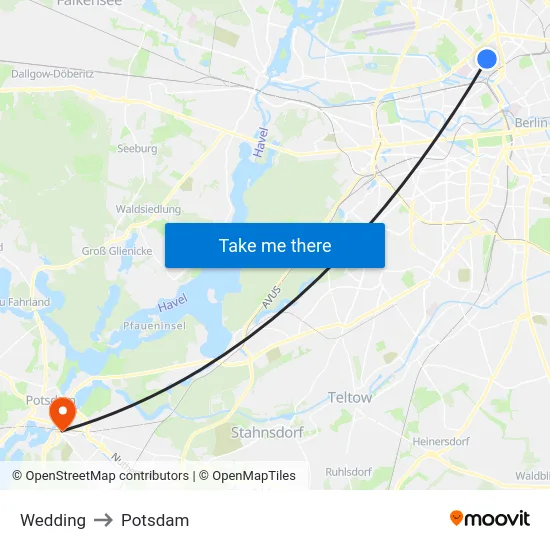 Wedding to Potsdam map