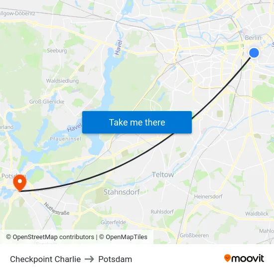 Checkpoint Charlie to Potsdam map