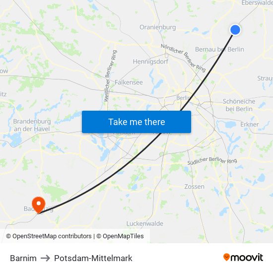 Barnim to Potsdam-Mittelmark map