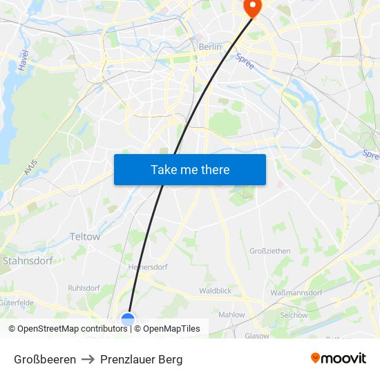 Großbeeren to Prenzlauer Berg map