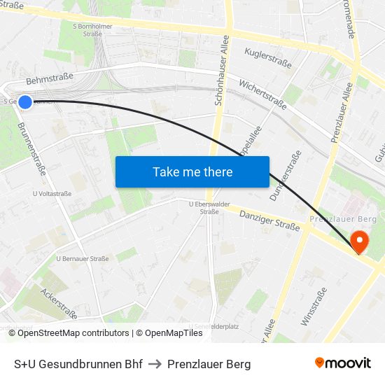 S+U Gesundbrunnen Bhf to Prenzlauer Berg map