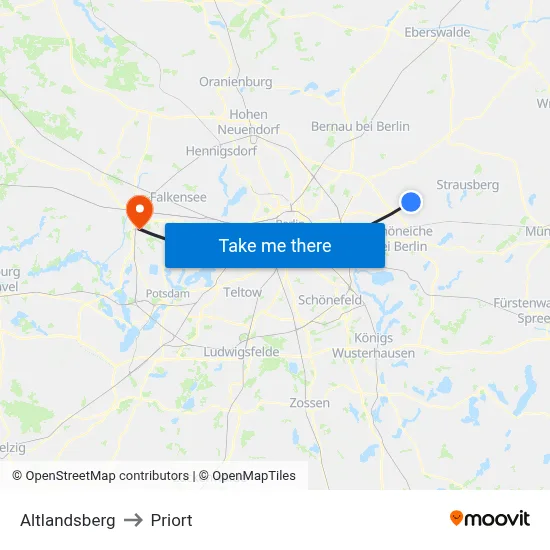 Altlandsberg to Priort map