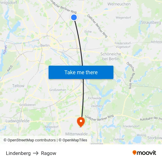 Lindenberg to Ragow map