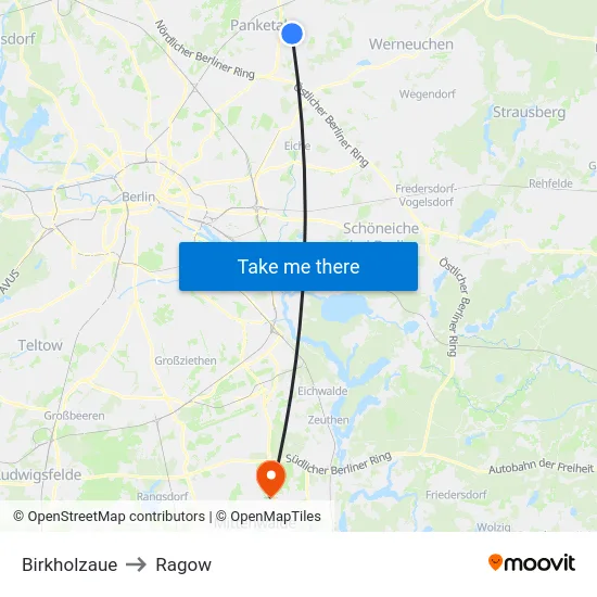 Birkholzaue to Ragow map