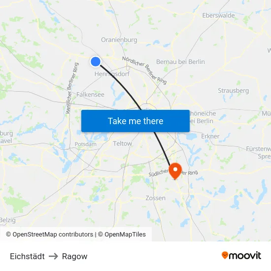 Eichstädt to Ragow map