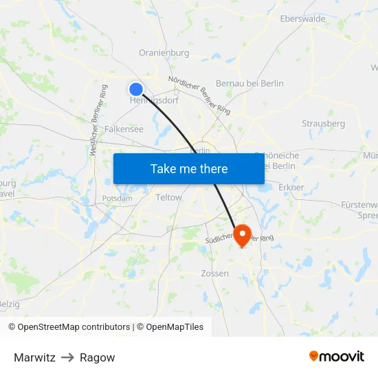 Marwitz to Ragow map